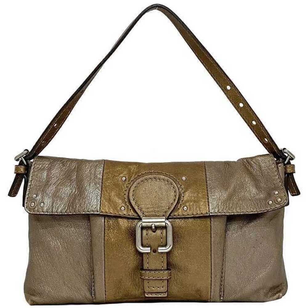Chloe Shoulder Bag Metallic Brown Shoulder Accessory Clutch Flap Magnetic